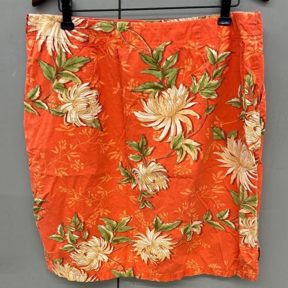 Nine & Company Midi Floral Cotton Stretch Side Zip Women's Skirt Size 14